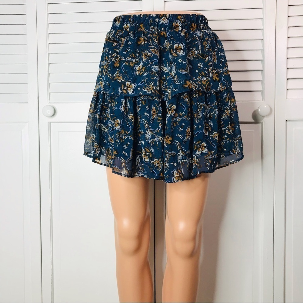 DREW Navy Floral Mini Skirt Size Small